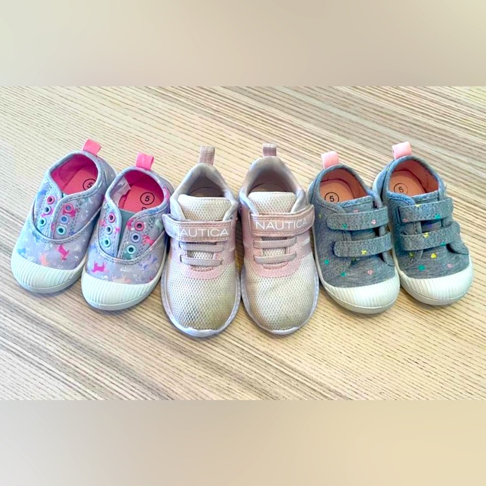 3 PAIR BUNDLE toddler girl shoes sz 5-6